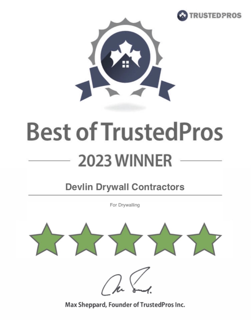 Best of TrustedPros 2023 Winner, Devlin Drywall Contractors